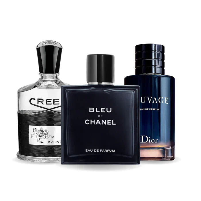 Set mit 3 Parfums Creed AVENTUS, BLEU DE CHANEL e Dior SAUVAGE 100ml