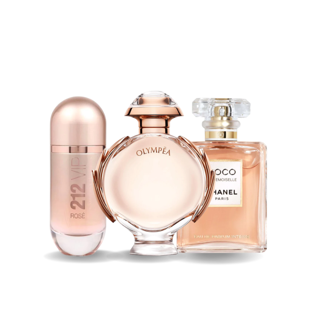 Set mit 3 Parfums Carolina Herrera 212 VIP ROSÉ, Paco Rabanne OLYMPÉA, Chanel COCO MADEMOISELLE (Eau de Parfum)