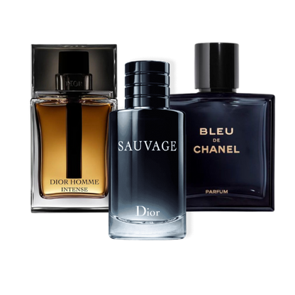 Set mit 3 Parfums Sauvage Dior, Bleu de Chanel, y Dior Homme Intense 100ml