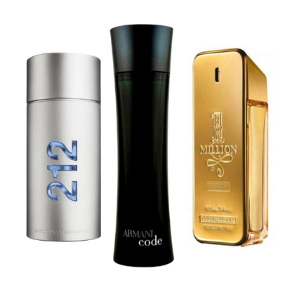 Set mit 3 Parfums 212 Men NYC, Paco Rabanne One Milion y Armani Code Homme 100ml