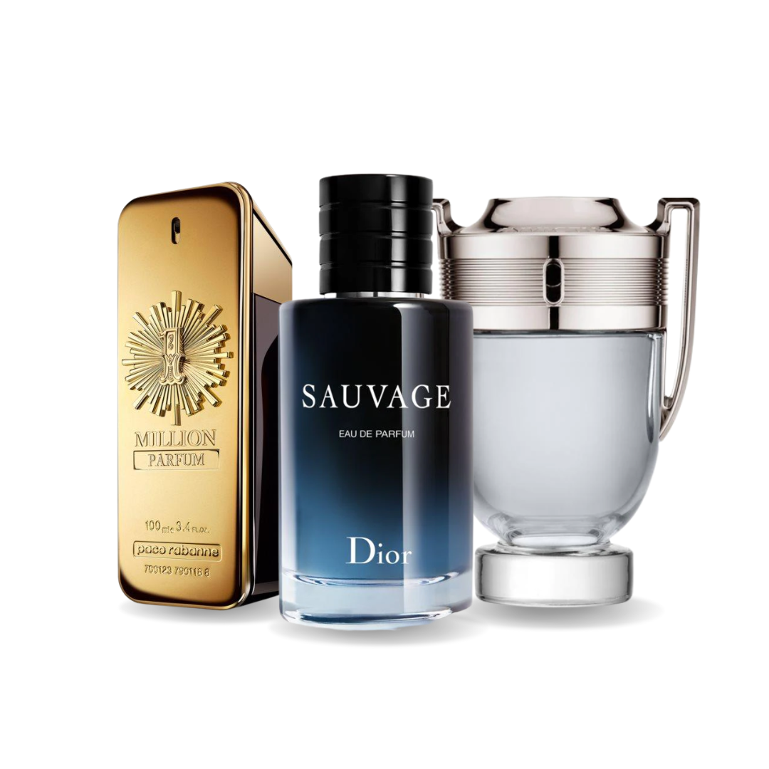 Set mit 3 Parfums Paco Rabanne ONE MILLION, Dior SAUVAGE y Paco Rabanne INVICTUS 100ml