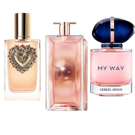 Set mit 3 Parfums Dolce & Gabanna Devotion, My Way Giorgi Armani, y Lancôme Idôle 100ml