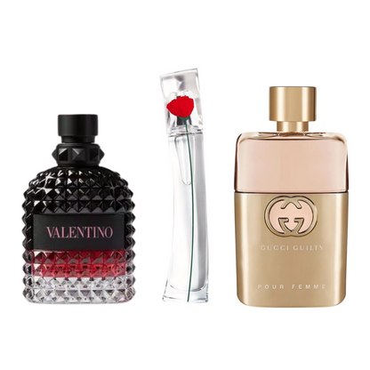 Set mit 3 Parfums Gucci Guilt, Valentini Intense, y Flower Kenzo 100ml