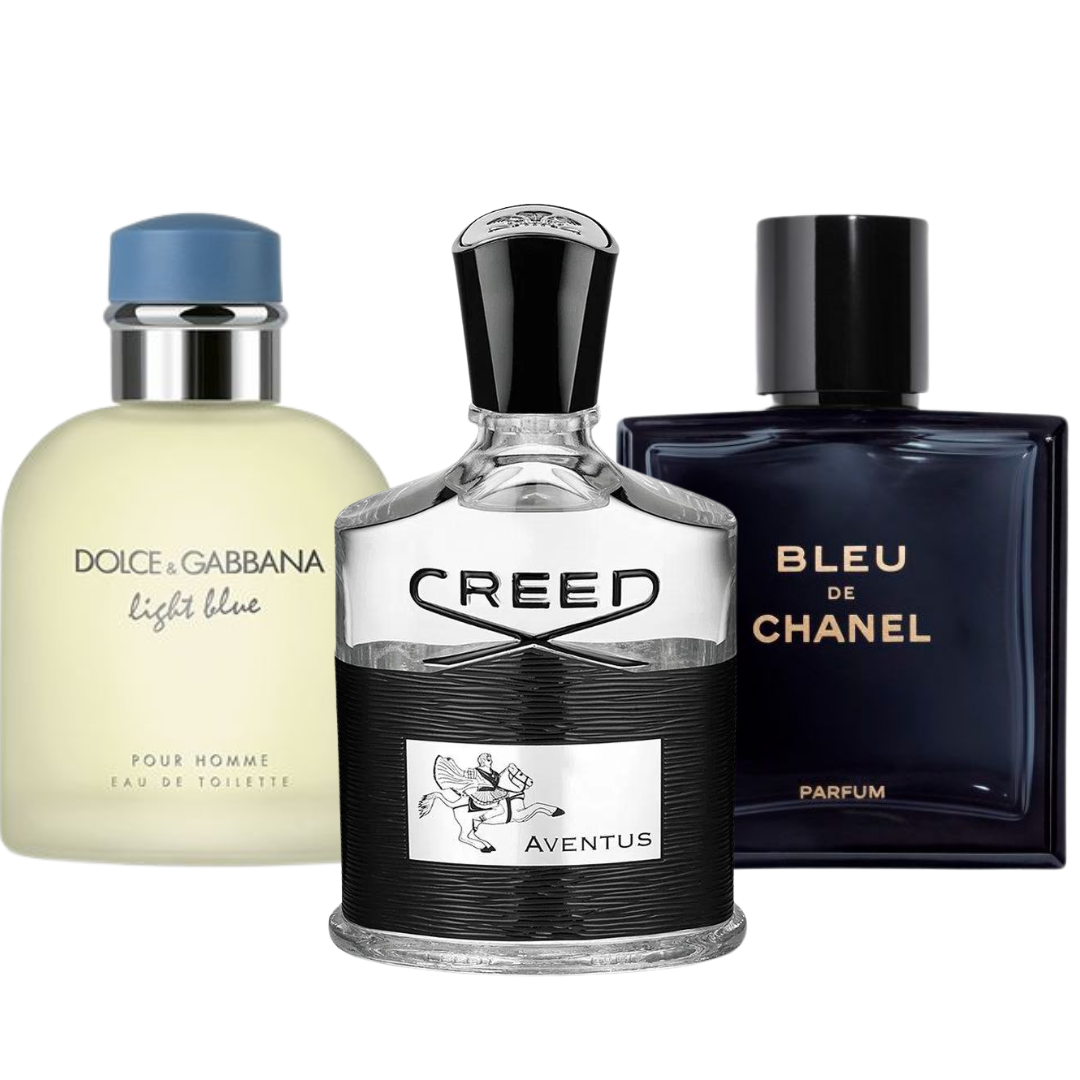 Set mit 3 Parfums Bleu de Chanel, Creed Aventus, y Light Blue Dolce Gabbana 100ml